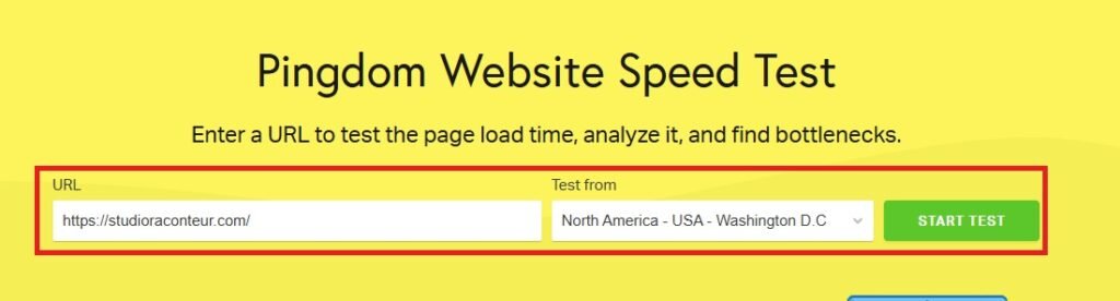Screenshot showing a website being tested on Pingdom.com